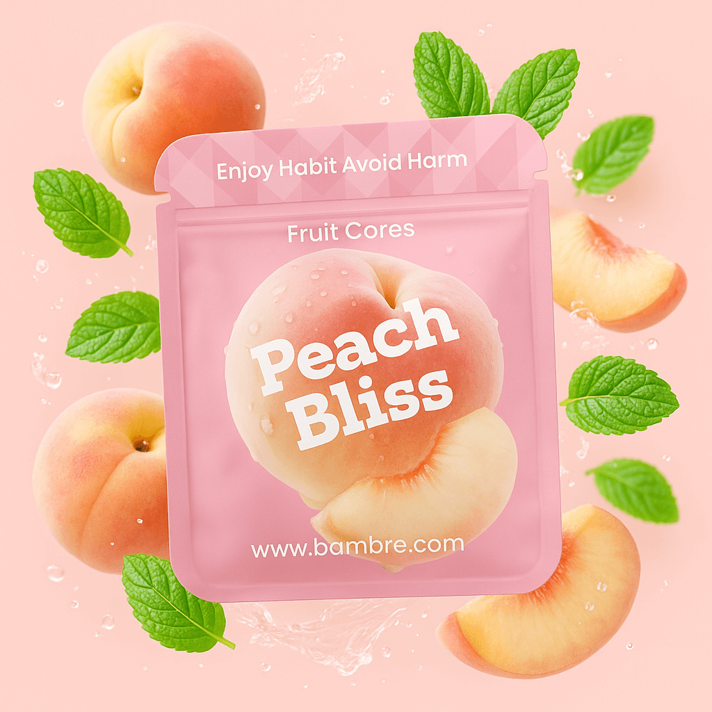 Peach Bliss, juicy peach sweetness with a sun-kissed finish, 3 cores of 1 pack