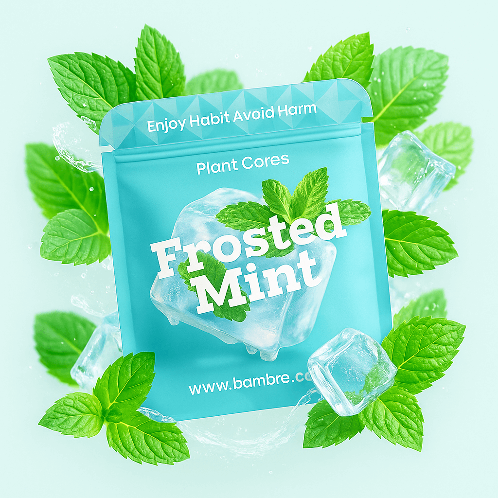 Frosted Mint, icy coolness and crisp, super clean refreshment, 3 cores of 1 pack