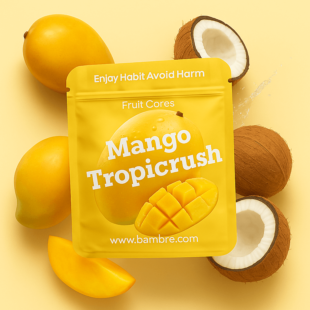Mango Tropic Rush, lush mango flavor with a tropical twist, 3 cores of 1 pack